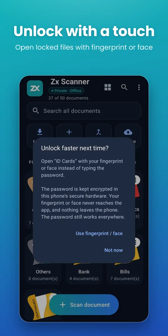 Fingerprint unlock for locked files