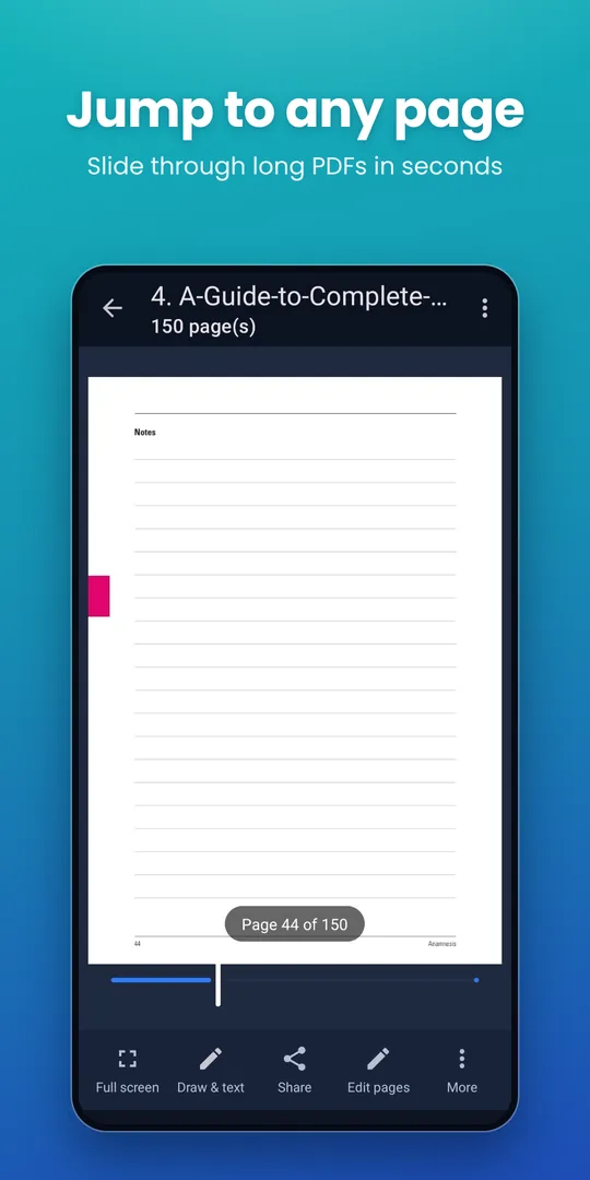 Page slider for long PDFs